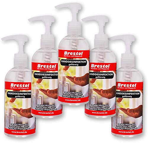 HANDDESINFEKTION Gel 5x 500 ml Spenderflasche Desinfektionsmittel für Hand Haut Hände Desinfektion Desinfektionsgel Geldesinfektion gelförmig