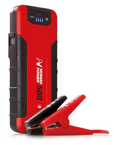 GYS, Nomad Power 500, Démarreur/Booster Batterie Lithium Portable 1500A, Véhicules 12V (Moto, Voiture), Démarrage Sécurisé, Batterie Externe 5.25Ah (PowerBank), Lampe LED, Ecran LCD