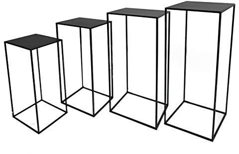Metall Pflanzenständer schwarz im 4er Set - 80, 70, 60 und 50 cm - Blumen Topf Ständer Hocker Beistelltisch eckig
