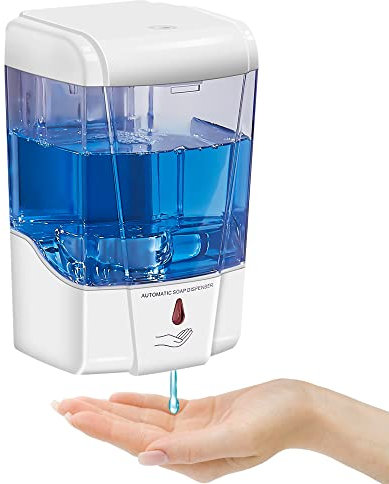 GERUIKE Distributeur de Savon Blanc Automatique sans Contact à Piles Distributeur de Savon Électrique Capteur avec Capacité de 700ML 0-10CM Capteur de Mouvement