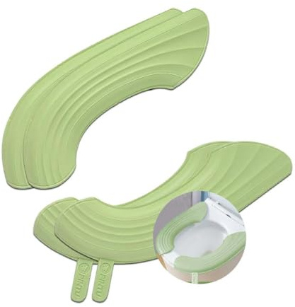 Toilet Seat Cover Warmer With Handle, Toilet Seat Cushion With Lift, U-Shaped Scrubbable Wash. (Green 2 Sets)