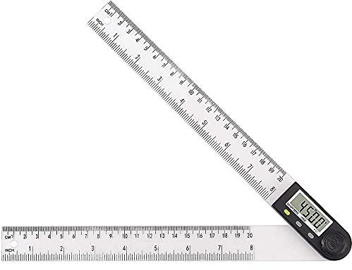 ANCLLO Righello digitale per il rilevamento dell'angolo, 200 mm, goniometro digitale con funzione di memorizzazione dati e azzeramento del display LCD, misuratore elettronico di livella a bolla d'aria