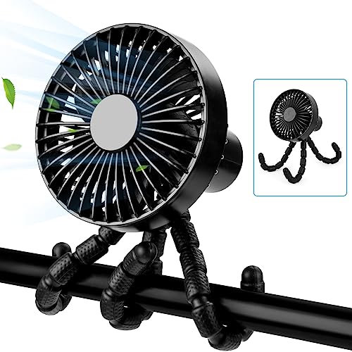 Funsland Ventilador USB de Trípode Silencioso Multifunción Para Carrito Bebe, 3 Velocidades, Portátil, Adecuado Para Cochecito, Oficina, Camping al Aire Libre