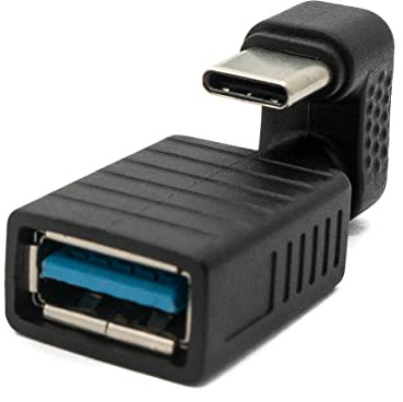SYSTEM-S USB 3.1 U Turn 180° Adapter Typ C Stecker zu 3.0 Typ A Buchse Kabel in Schwarz