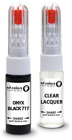 SD COLORS Onyx Black 717 Reparaturset für Volvo New Ausbesserungsstift, 20 ML, für Kratzer, Chip, Pinsel, Farbcode 717 Onyxschwarz (Lack + Lack)