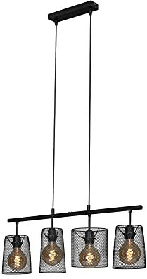 BRILONER Leuchten Pendelleuchte Draht, Retro Hängelampe 4-flammig, E27 max. 60 Watt, Esszimmerlampe 4026-045 Schwarz