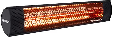 VONROC Chauffage de terrasse compact Marsili – 2000W | Noir