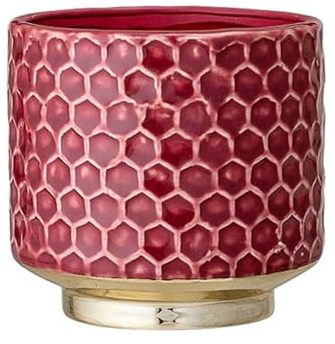 Nordring Maceta Goldy - Macetero Decorativo Redondo para Flores e Plantas para Interiores S (10 cm ø), Rojo, Cerámica