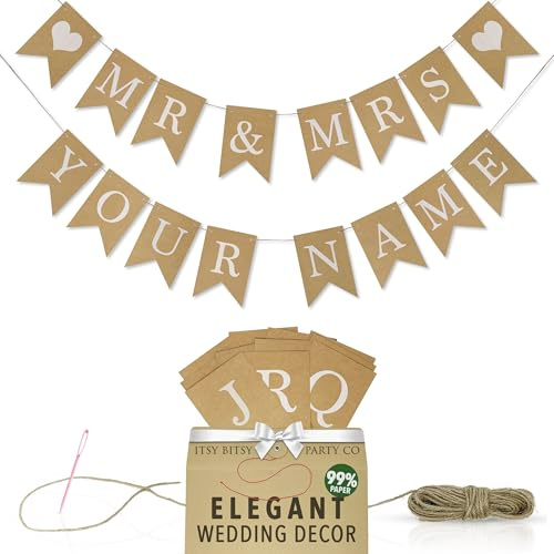 Premium Reusable Personalised Banner - Mr and Mrs Sign - Wedding, Birthday, Engagement Party Decorations - Bride to Be, Just Married - Custom Banner