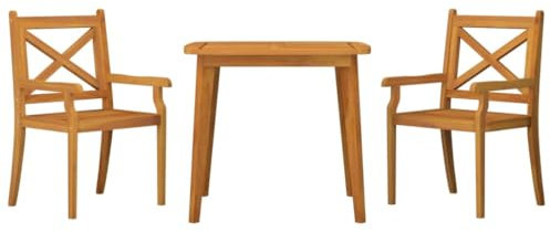 vidaXL Gartenmöbel Set 3-TLG. Gartengarnitur Sitzgruppe Gartenset Sitzgarnitur Gartentisch Gartenstuhl Esstisch Tisch Stühle Massivholz Akazie