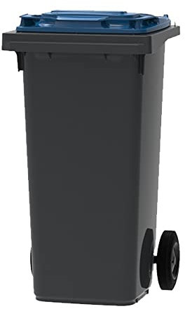 ESE Poubelle Conteneur à déchets 120L + Couvercle bleu
