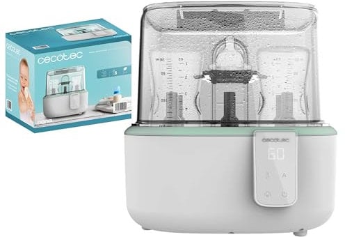 Cecotec Sterilizzatore Elettrico, Sterilizzatore Biberon Nana Babycare Digitalsterilizer. 6 Biberon, con Supporto per Tettarelle, 8min di Sterilizzazione, Senza BPA e sicuro per Acqua, Latte, Alimenti