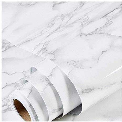 practicalWs Marble Contact Paper Peel and Stick, 15.7inch×118.1inch White Gray Marble Wallpaper for Countertops Waterproof, Self Adhesive Removable Wall Paper for Kitchen Backsplash Cabinet
