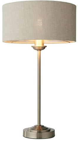 ENDON 100646 Highclere Table Light, Brushed Chrome, Natural
