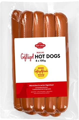 HOT DOG WORLD - Jumbo GEFLÜGEL Hot Dog Würstchen 100g (8er Pack)