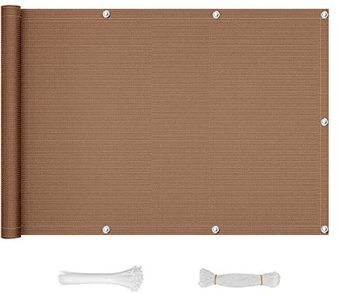 QINGLV Brise Vue Balcon 90x600cm Cache Balcon Brise Vue Opaque RéSistant Aux IntempéRies Paravent De Balcon Couverture pour Patio/Jardin/Terrasse/Grillage -Brun