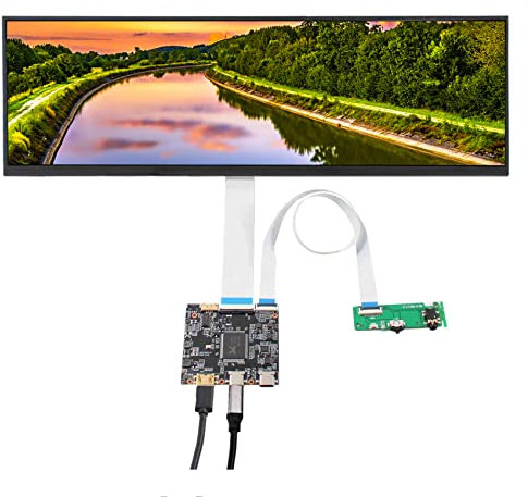 VSDISPLAY 14.5inch 2560x720 2K 350nit IPS LCD Screen and USB C Controller Board, Stretched Wide Bar Display for DIY PC Computer Case/Sub Display/Advertising Panel