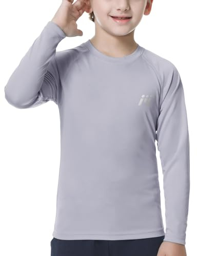MEETWEE Garçon Fille Manches Longues Rashguard Vest, Enfants Natation Séchage Rapide Top UV Protection Solaire pour Surf Beach Pool