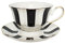Juego de tazas de café de 200 ml, estilo Hepburn en blanco y negro, serie vintage, estilo europeo, a rayas, lunares, platillos para tartas, té de la tarde (juego de platillos a rayas)