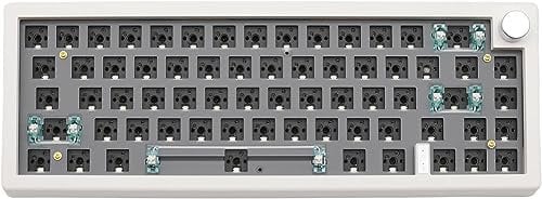 FKZ GMK67 Keyboard Kit,65% Hot-Swappable BT5.0/2.4G/USB-C Tri-Mode Wireless Mechanical Keyboard PCB Mounting Plate Kit EVA Sound Insulation Mat,Customized RGB Gaming DIY Kit (White)