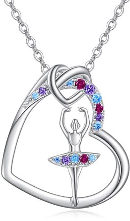 VONALA 925 Sterling Silber Ballett Halskette für Damen Mädchen Herz Anhänger Ballerina Kette Schmuck Geburtstagsgeschenke für Tanzliebhaber