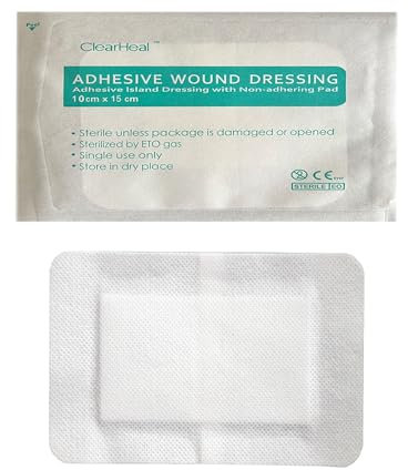 Sterile Non-Woven Gauze Island Wound Dressing - Large 10cm x 15cm (Box of 25), Self-Adhesive, Absorbent & Breathable Plaster