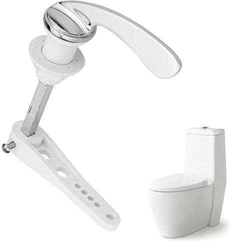 Toilet Flush Handle Replacement,Traditional Victorian Style Alloy Toilet Flush Handle,Universal Fit Toilet Cistern Handle Chrome Handle Cistern Lever Kit for Toilet WC Cistern Tank (Sliver,White)