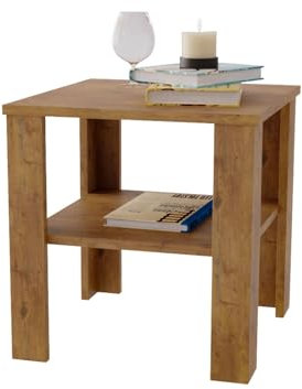 CraftPAK Couchtisch aus hochwertigem Holz, Stabiler & moderner Wohnzimmertisch mit zusätzlicher Ablagefläche, Farbe Retro Braun