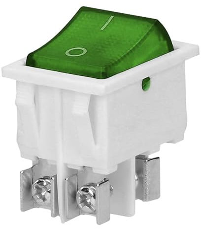 Miratic Interruttore a Bilanciere Retroilluminato Interruttore On Off 230V~ 16A 50Hz (pulsante verde/alloggiamento bianco)