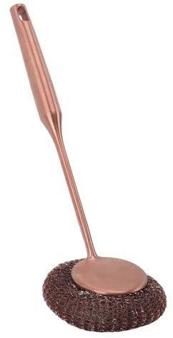 Estropajo de lana de acero inoxidable con mango largo, cepillo limpiador de mano, estropajo para fregar, cepillos de fregado de acero inoxidable, suministros de limpieza para