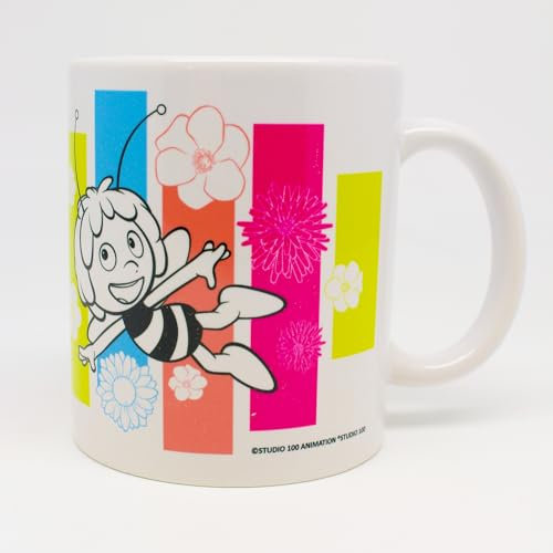 MAJA (C02) - Keramik Becher mit Henkel in Geschenkbox. Hochwertiger Aufdruck. Offiziell Lizenzierte Tasse. Frühstücksbecher/Praktisches Geschenk. Becher für alle Biene Maja Fans.