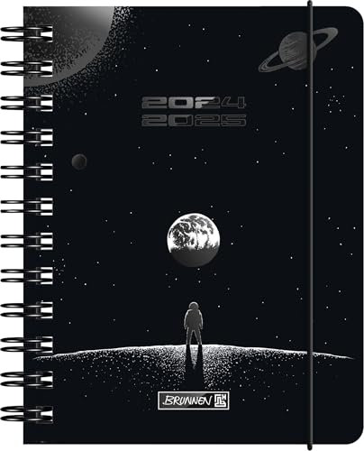 BRUNNEN Schülerkalender (2024/2025) „Outer Space“, 1 Seite = 1 Tag, A6, 352 Seiten, schwarz
