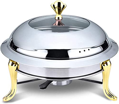 Chafing Dish aus Edelstahl, rundes Chafing Dish-Set aus Edelstahl, runder Tisch, Speisewärmer, Catering, Buffet, Mini-Hot Pot, Outdoor, Picknick, Haushalt (Farbe: Gold) (Gold)