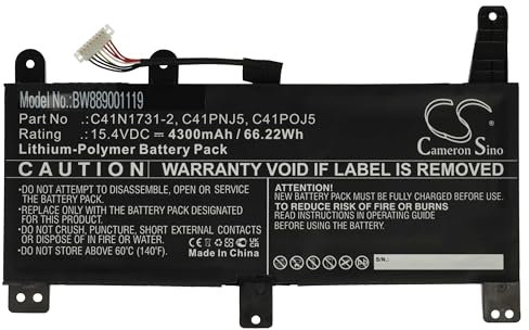 vhbw 1x batteria compatibile con Asus ROG Strix Scar 17 G732LXS-HG114T notebook (4300mAh, 15,4V, Li-Poly)