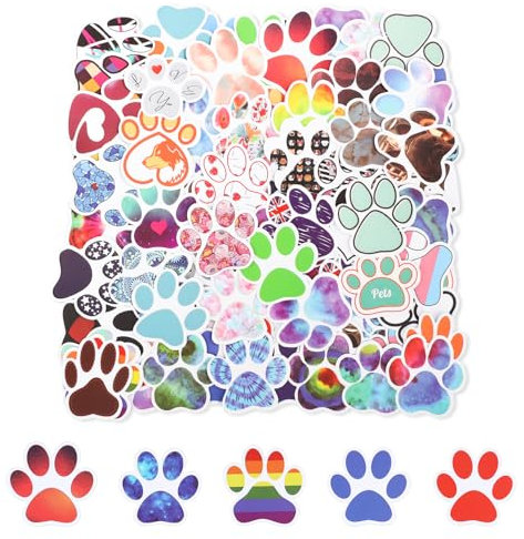 120st Pfotenabdruck Aufkleber, Pfotenabdruck Aufkleber Hund Wasserflasche Pfoten Aufkleber Hund Wasserfest Niedliches Tier für Skateboard Gepäck Laptop Telefon Kinder Erwachsene (Stil 2)