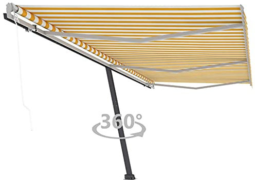 Homgoday Automatisches selbsttragendes Sonnensegel, 600 x 300 cm, gelb, weiß, Sonnensegel für den Außenbereich, Sichtschutz, Vorhänge für Garten und Balkon h1
