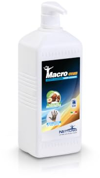 NETTUNO - Macrocream 1000 ml con dosatore, crema lavamani, rimuove olio, idrocarburi, grasso, lubrificanti, polveri metalliche, nero di carbone. Con microgranuli vegetali.