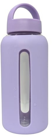 THE HYDRATION BOTTLE - Botella de cristal de 800 ml con funda de silicona, para uso en oficina, camping y gimnasio, 800 ml (lila)