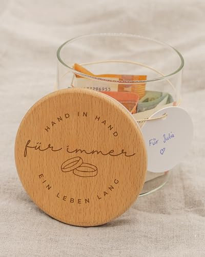 NEU! Geschenkglas zum Schenken - Persönliches Geschenk für Geldgeschenk oder zum individuellen Befüllen (1 Stück, Hochzeitsgeschenk)