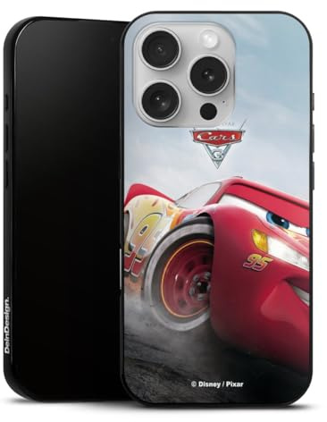 Slim Case extra dünn kompatibel mit Apple iPhone 16 Pro Silikon Handyhülle schwarz Hülle Lightning McQueen 95 Offizielles Lizenzprodukt Cars