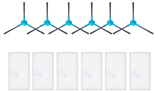 C-U Kit d'accessoires pour aspirateur Robot pour Ultenic D10 - Accessoires Inclus : 6 filtres Hepa + 6 brosses latérales