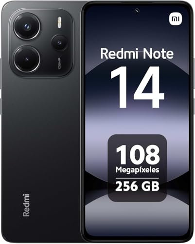 Xiaomi Redmi Note 14 Mobile (Midnight Black 8 GB RAM, 256 GB de almacenamiento) | Sistema de cámara AI de 108 MP | Pantalla AMOLED de 6.66 pulgadas y 120 Hz | Batería de 5500 mAh (típico)