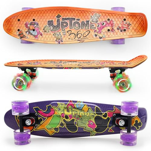 UpTone360 Mini Cruiser Skateboard | für Kinder ab 6 Jahre | ABEC 9 Kugellager | Belastbarkeit bis 100kg | langlebig & stabil | ideal für Kinder ab 4, 8 & 10 Jahre, Jugendliche & Erwachsene