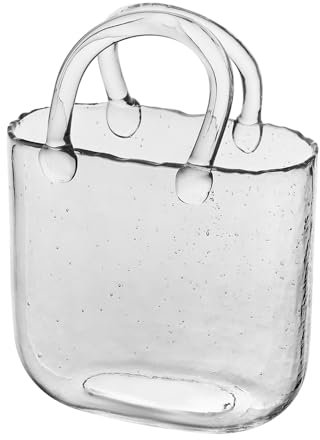BTGLLAS ecorative Glass Handbag Vase, Clear Glass Hydroponic Flower Container, Modern Home Decoration,Glass Fish Bowl Flower Vase (clear-1pc)