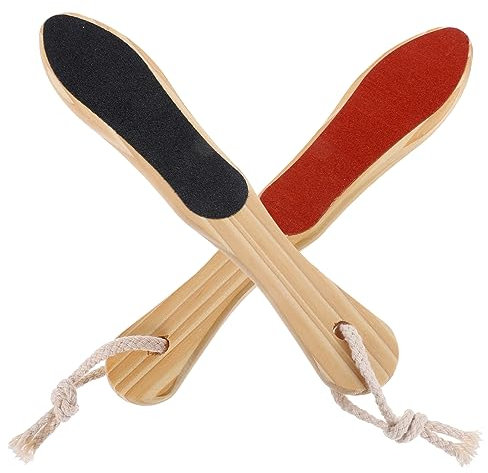 FRCOLOR Double-Sided Wooden Foot Scrubbing Board 2pcs Callus Remover and Dead Skin Exfoliating Tool Pedicure Accessory for Feet Care and Soft Smooth Skin