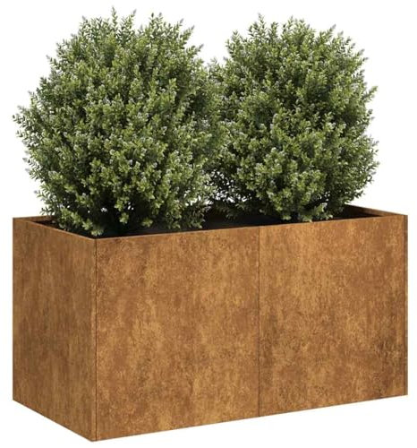 Gecheer Jardinière oxydée 80x40x40 cm en acier Corten - Arriate, Jardinière de jardin, Jardinière pour plantes, Jardinières d'extérieur, Jardinière verticale, Célosia pour terrasse, Pot de fleurs