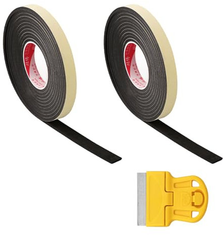 Butyeak Lot de 2 Ruban D'étanchéité pour Plaque de Cuisson, Ruban D'étanchéité pour Plaque, 2mmx8mmx5M Bande Collante Ruban, avec Grattoir pour Porte Entree, Cuisine