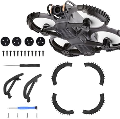 XEBRAD Protection Kit, for DJI, 2 Gimbal Bumper Guard PTZ Protect Bar + 2 Propeller Guard Bumper Ring Protector + 2 Aluminum Motor Cover Drone Dust Shield (Red) Drone Propeller Guard(Black)