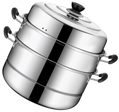 HOLIDYOYO 1pieza Vaporera Inoxidable De Olla De Cocción Al Vapor Para Doméstico Compatible Cocinas De Inducción y Gas Tapa De Visible y Diseño Apilable