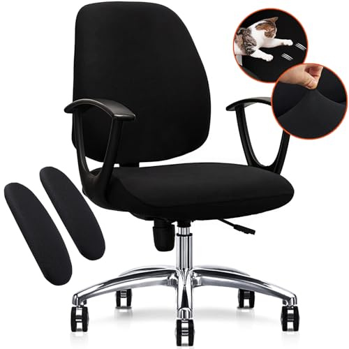 FYTXSZ Chair Covers Spandex Office Computer Chair Cover Stretch Removable Washable Rotate Swivel Chair Protective Covers (Chair Cover & Armrest Set)
